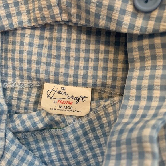 Vintage Pastel Blue Gingham Bird Romper 18 Months - Picture 5 of 5